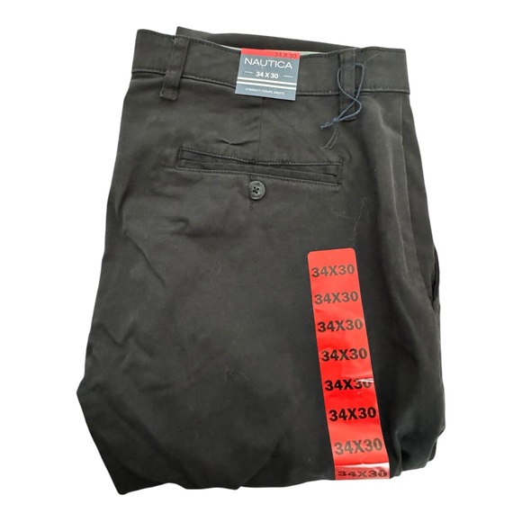 Nautica Men’s Straight Fit Black‎ Pants Size  | Cotton Stretch Chino Style - Picture 2 of 13